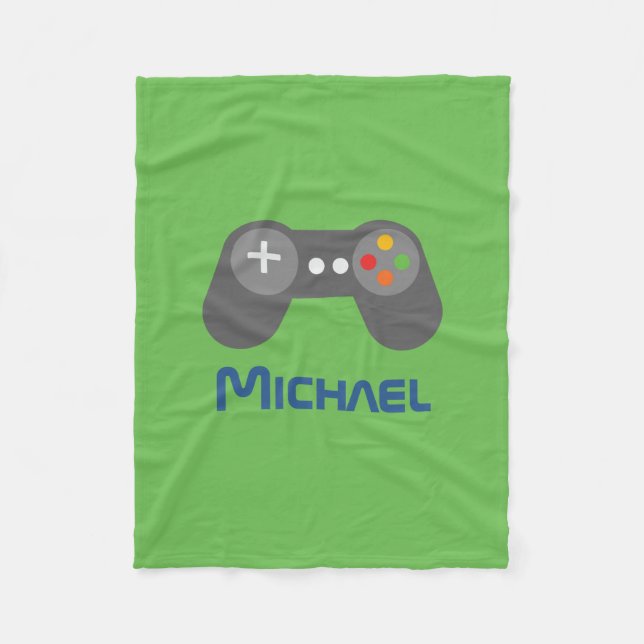 Green Video Game Controller Fleece Blanket (Front)