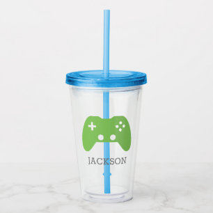 Green Video Game Controller Gamer Personalised Acrylic Tumbler