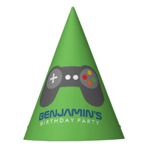 Green Video Game Controller Kids Birthday Party Hat