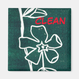 "Green Vinca" Clean Dishwasher Status Magnet