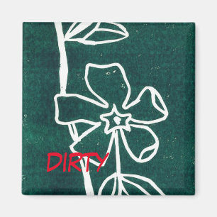 "Green Vinca" Dirty Dishwasher Status Magnet