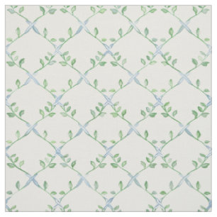 Green Vine Trellis Botanical Pattern Fabric