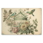 Green Vintage birds and flower birdcage decoupage