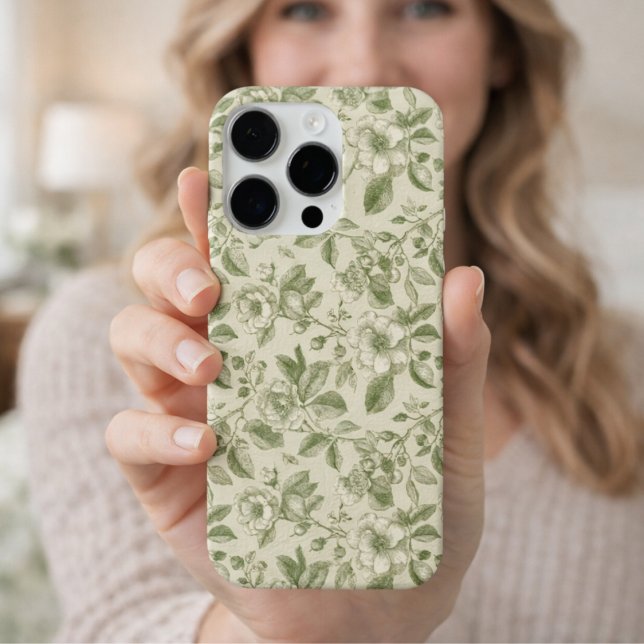 Green Vintage Botanical Toile Pattern iPhone Case (Creator Uploaded)