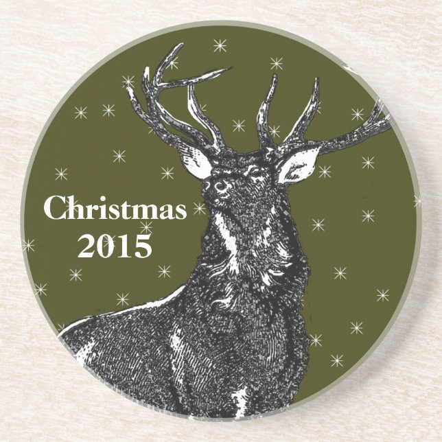 Green Vintage Buck Coasters I'd Rather be Hunting (Front)