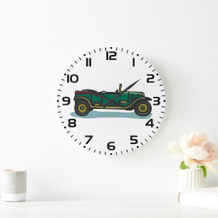 Green Vintage Car Classic Old-Timer Automobile  Large Clock