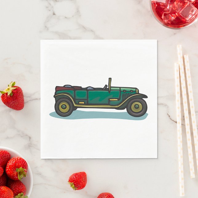 Green Vintage Car Classic Old-Timer Automobile  Napkin (Creator Uploaded)