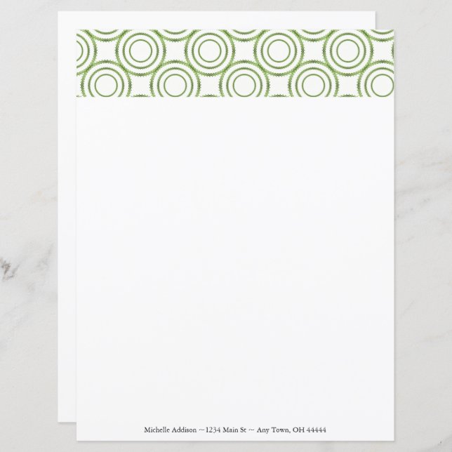 Green Vintage Circle Pattern Personalise Paper (Front/Back)