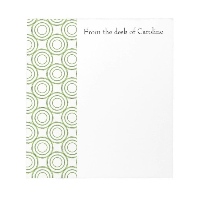 Green Vintage Circle Pattern Personalised Notepad (Front)
