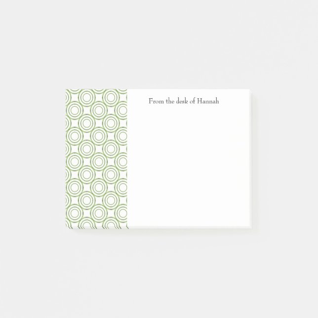 Green Vintage Circle Pattern Personalised Notes (Front)
