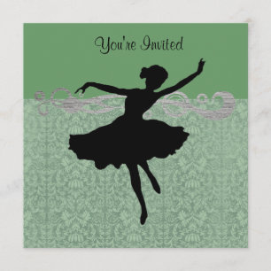Green Vintage Damask Dance Party Invitation