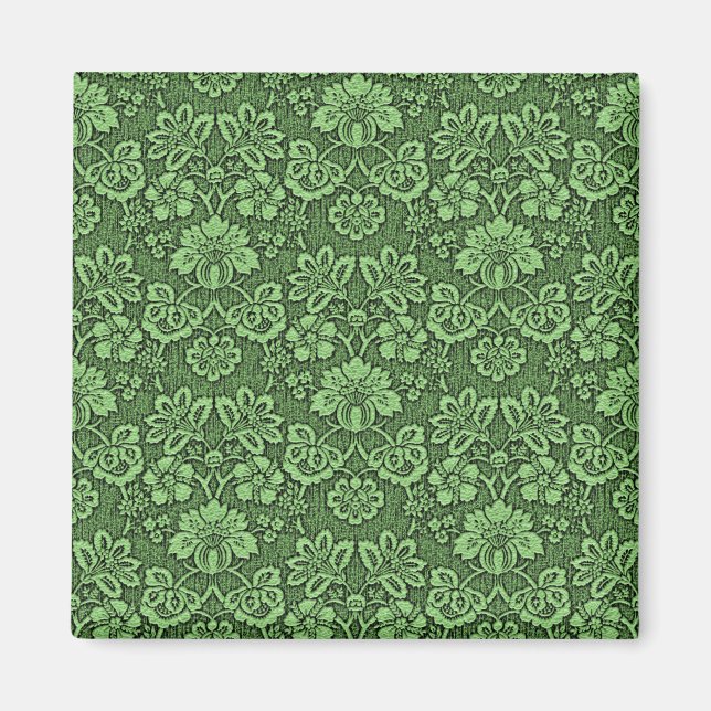 Green vintage damask pattern magnet (Front)
