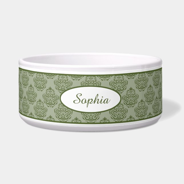 Green Vintage Damask Pattern With Custom Name (Front)