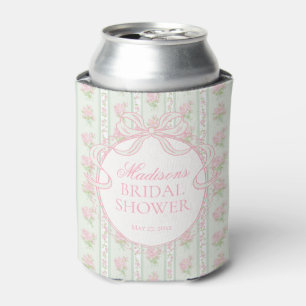 Green Vintage Fancy Floral Bridal Shower Favor Can Cooler
