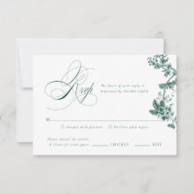 Green Vintage Floral Wedding Suite RSVP Card