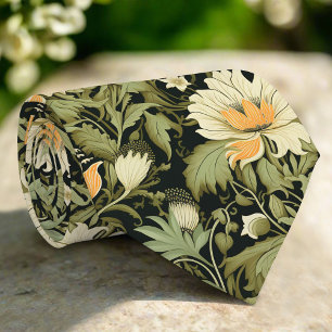 Green Vintage Flower Abstract Modern Floral Art Tie