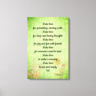 Green Vintage flower fairy mindfulness poem art Canvas Print