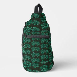 Green vintage flowery pattern on sling bag
