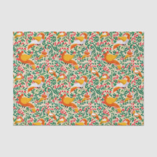 Green Vintage Garden Peacock Birds Tissue Paper