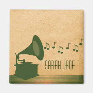 Green Vintage Gramophone Magnet