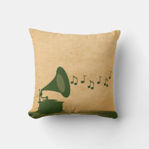 Green Vintage Gramophone Pillow