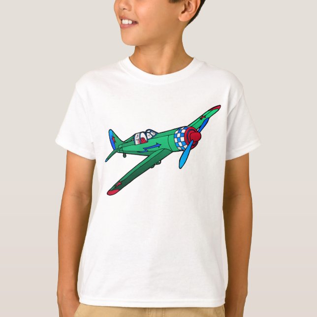 Green Vintage Plane Kid's T-Shirt (Front)