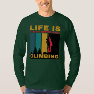 Green Vintage Retro Climbing Camping Hiking T-Shirt