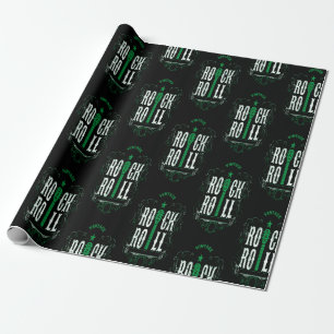 Green Vintage Rock And Roll  Wrapping Paper