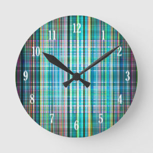Green vintage rough stripes pattern round clock