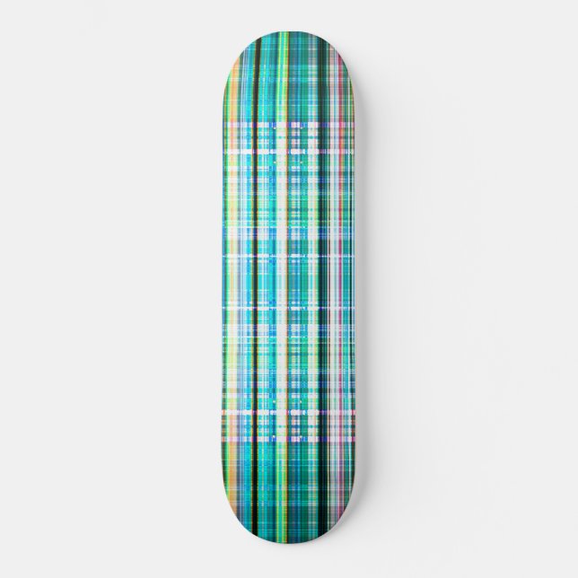 Green vintage rough stripes pattern skateboard (Front)