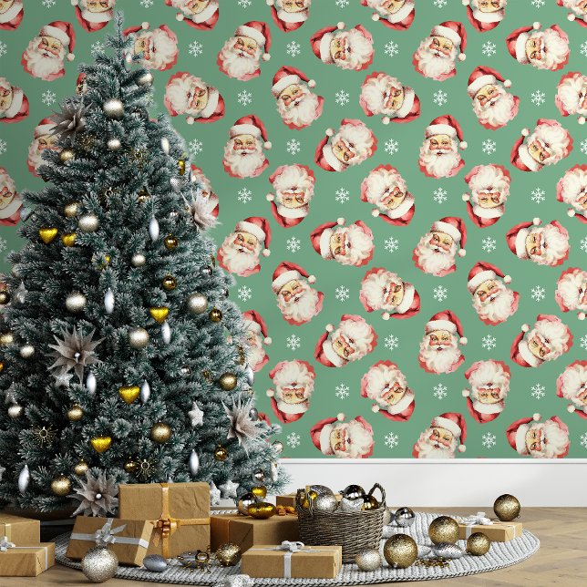 Green Vintage Santa Claus Christmas Wallpaper (Creator Uploaded)