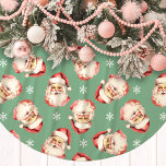 Green Vintage Santa Claus Face Watercolor Brushed Polyester Tree Skirt<br><div class="desc">Add a touch of nostalgic charm to your holiday decor with our Green Vintage Santa Claus Face Watercolor Tree Skirt! This festive tree skirt features a delightful watercolor pattern of classic Santa Claus faces set against a vibrant background, adorned with delicate snowflakes. Perfect for bringing a warm and joyful atmosphere...</div>