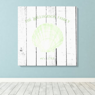 Green Vintage Scallop Shell Canvas Print