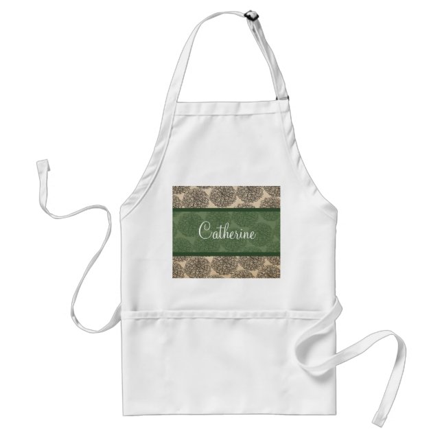 Green Vintage Zinnia Apron (Front)