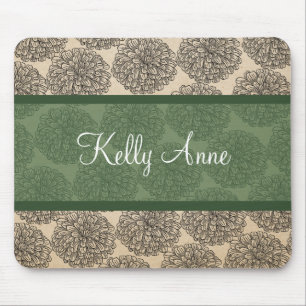 Green Vintage Zinnia Mousepad
