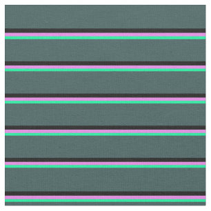 Green, Violet, Black & Dark Slate Grey Lines Fabric