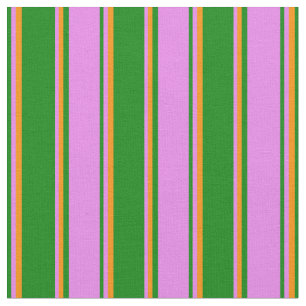 Green, Violet & Dark Orange Stripes/Lines Pattern Fabric