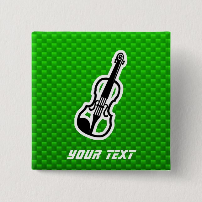 Green Violin 15 Cm Square Badge (Front)