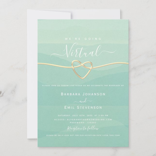 Green Virtual Wedding Invitation (Front)