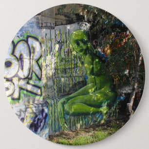Green Visitor From Outer Space Graffiti 6 Cm Round Badge