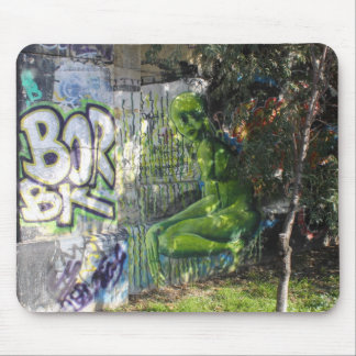 Green Visitor From Outer Space Graffiti Mouse Pad