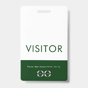 Green Visitor Pass with Customisable Logo ID Badge