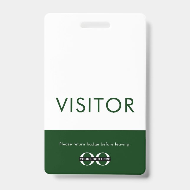 Green Visitor Pass with Customisable Logo ID Badge (Front)