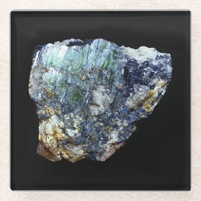 Green Vivianite Crystal Glass Effect Mineral Art Coaster (Front)