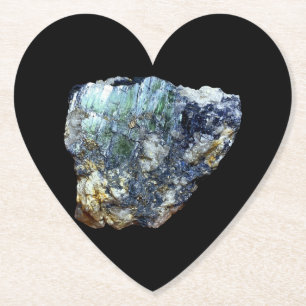 Green Vivianite Crystal Heart Paper Coaster