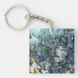Green Vivianite Crystal Heart Valentine Key Ring
