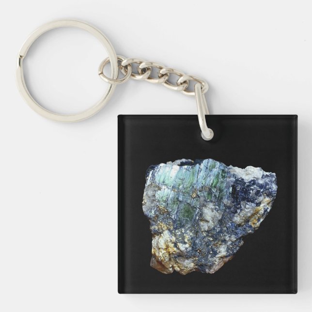 Green Vivianite Crystal  Key Ring (Front)