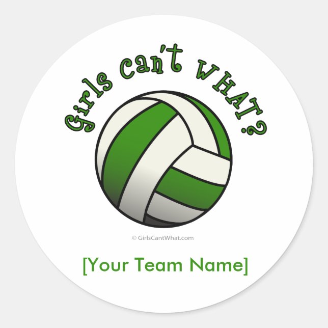 Green Volleyball Classic Round Sticker (Front)