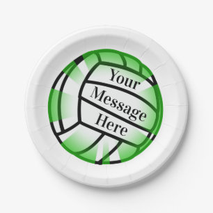 Green Volleyball Paper Party Plate