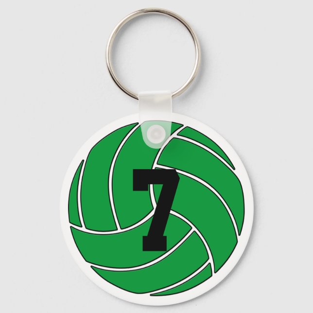 Green Volleyball Player Custom Jersey Number Sport Key Ring (Front)